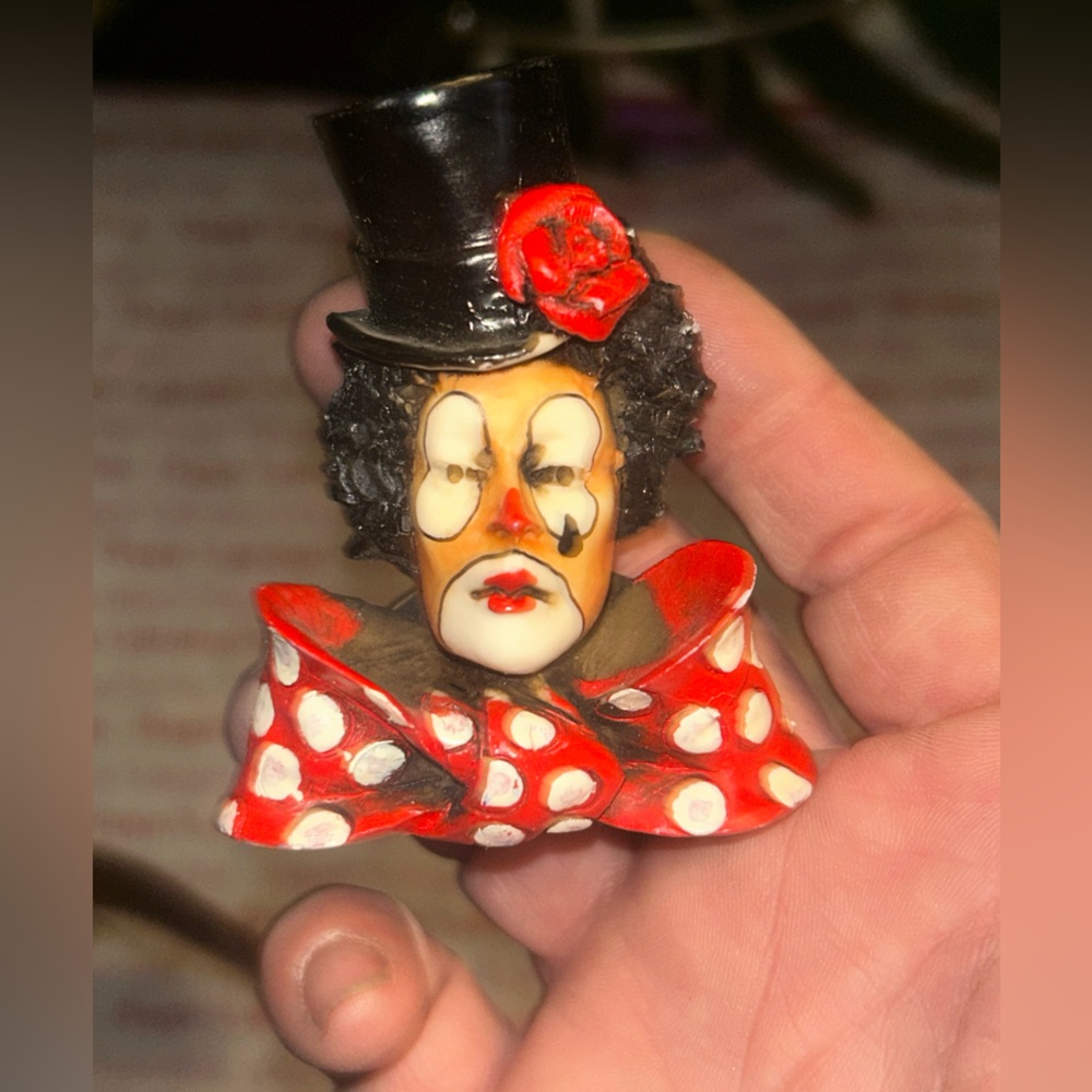 Vintage Artefice Ottanta Clowns Italian Clown Hand Painted 2.5” Tall
